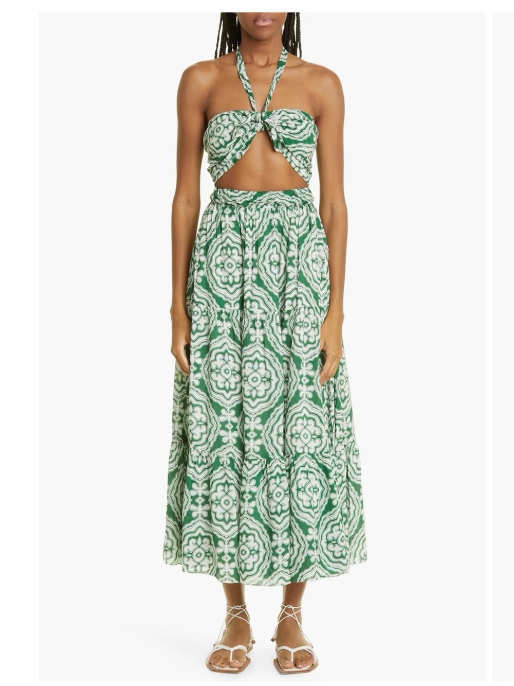 Lemlem Green Patterned Halter Cutout Maxi Dress